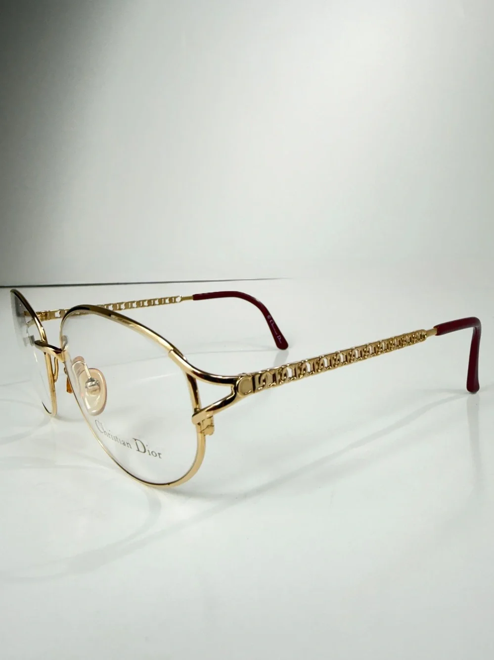VTG Christian Dior CD 2045A 46F Gold Monogram Chain Link Frames Full VFC Set